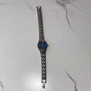 Armitron Silver Watch with Deep Blue Face